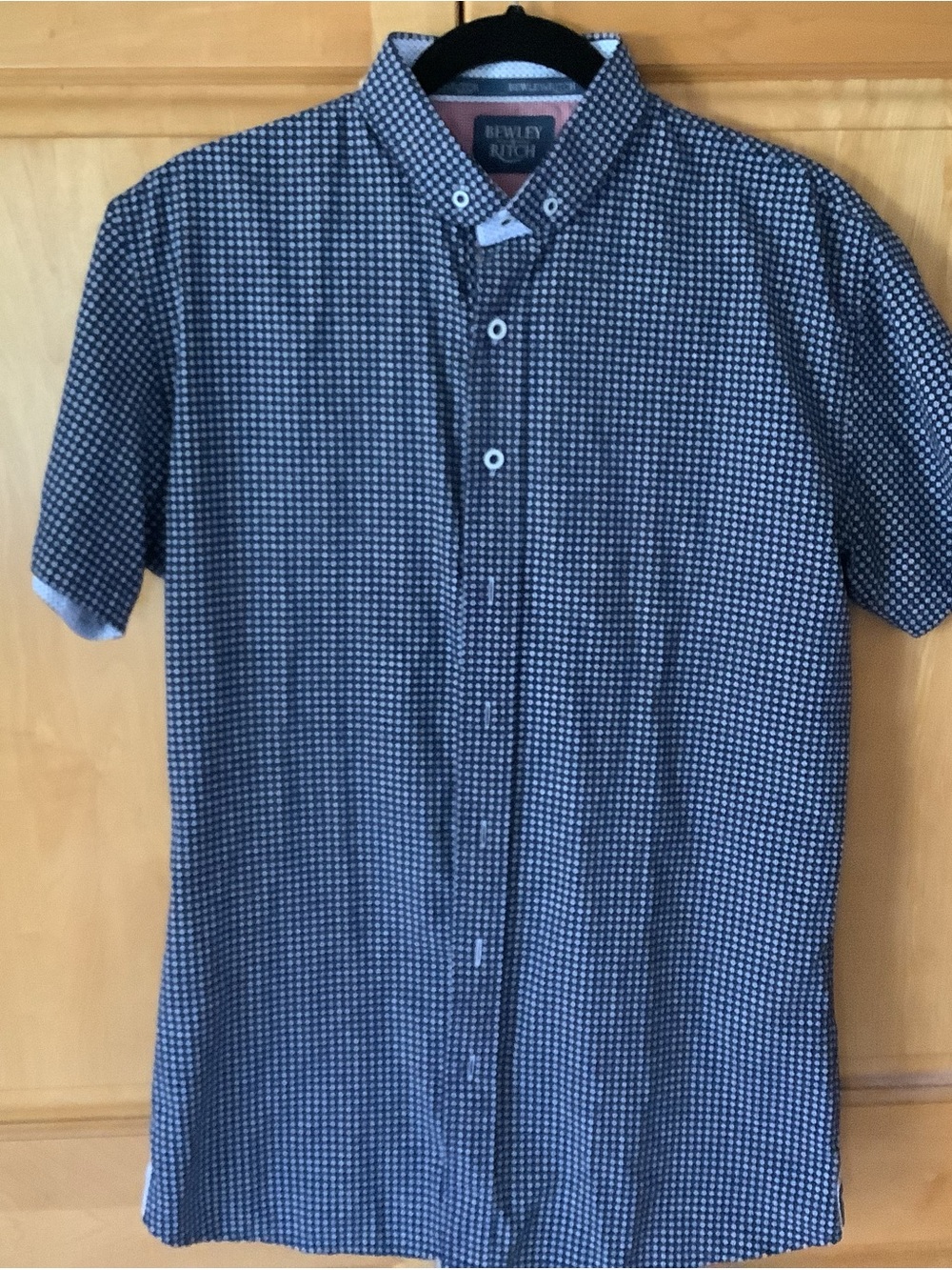 Men’s Navy Micro-Floral Brewley & Rich Short Sleeve Button-Down Shirt